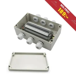 Tradera NY Vattentät kopplingsdosa IP66 | 20-polig UK2.5B klämma | 20 x 12 x 7,5 cm> Elinstallation