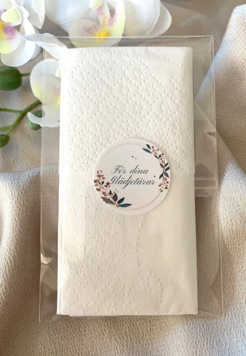 Tradera Nya! 75 st servetter/näsdukar ”För dina glädjetårar” till bröllop och fest^ Bröllopsdukning & Dekorationer