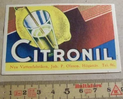 Tradera NYA VATTENFABRIKEN, JOH. P. OLSSON, HÖGANÄS. CITRONIL^ Breweriana