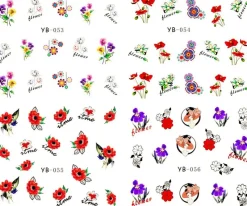 Tradera Manikyr, Hand- & Fotvård<NYTT! 4 ARK Nageldekorationer / 3D Water Transfer Nail Art Stickers 053-056