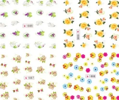 Tradera Manikyr, Hand- & Fotvård<NYTT! 4 ARK Nageldekorationer / 3D Water Transfer Nail Art Stickers 1885-1888