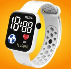 Tradera Oanvänd vit digital klocka/armbandsur till barn med rem i silikon^ Barnklockor