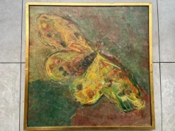 Tradera Oljemålning - Fjäril - Signerad Filip Bulovic^ Måleri