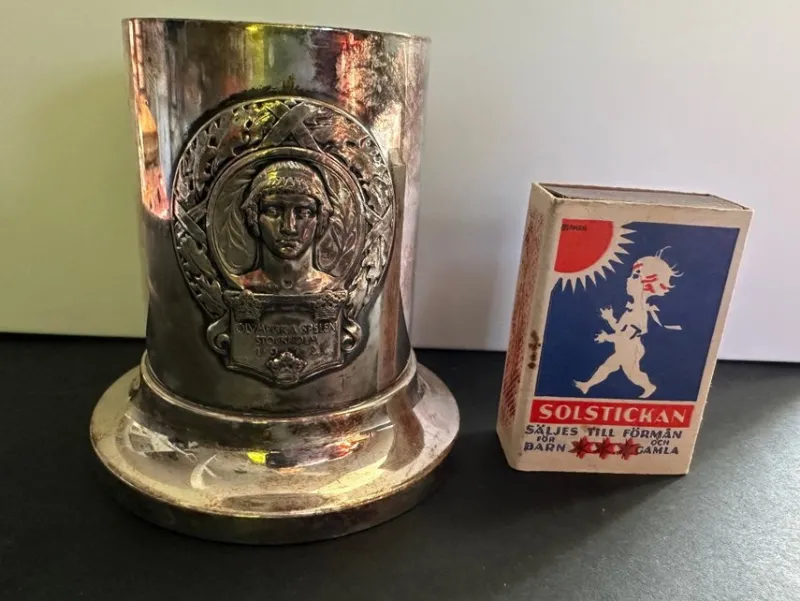 Tradera Olympia<Olympiska Spelen Stockholm 1912 - Silverbehållare
