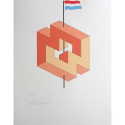 Tradera Oscar Reutersvärd- europeisk omöjlig figur - Luxemburg!^ Grafik & Teckningar