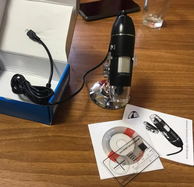 Tradera 1080P 1600X bärbar hög ljusstyrka 8-LED USB digitalt mikroskop, för mobil/dator^ Mikroskop