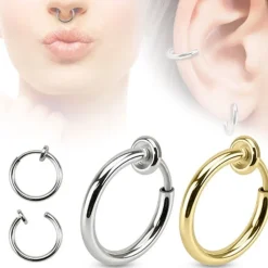 Tradera Piercings<2-pack Clip-on Näsring Fake Piercing Näsa Septum guld och silver