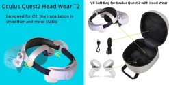 Tradera Lek & Spel<Paket Oculus Quest2 Head Wear Strap T2 och VR Soft bag extra stor