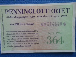 Tradera Lotter & Lottsedlar<Penninglotteriet 15 april 1969