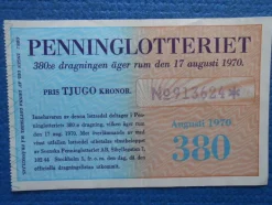 Tradera Lotter & Lottsedlar<Penninglotteriet 17 augusti 1970