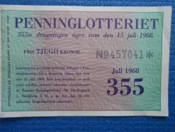 Tradera Lotter & Lottsedlar<Penninglotteriet 15 juli 1968