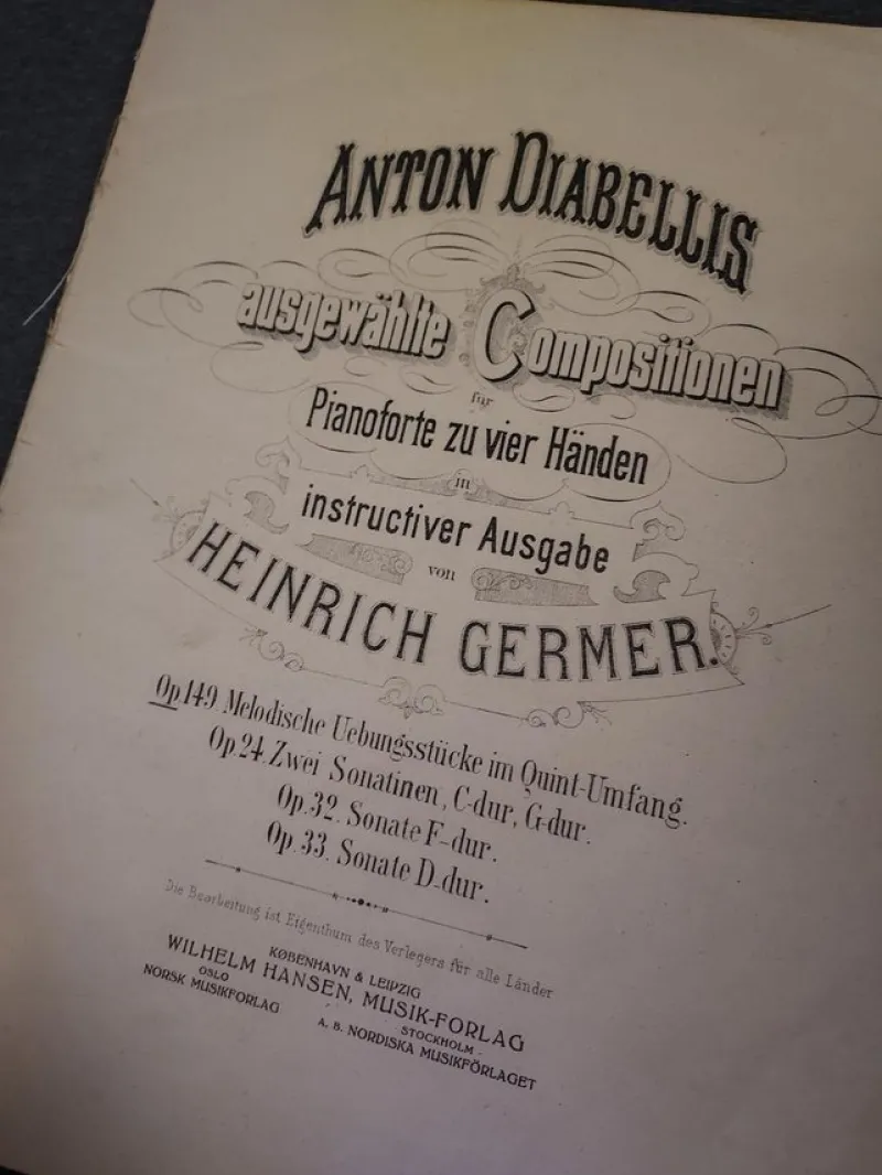 Tradera Piano A.Diabellis Fyrhändigt 26,5x34 cm !^ Noter & Nothäften