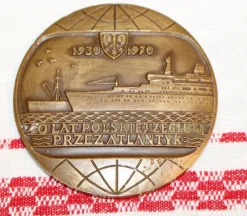 Tradera POLSK MINNESPLAKETT. TS/S STEFAN BATORY. 40 ÅRS FRAKT ÖVER ATLANTEN.^ Båt- & Fartygsmemorabilia