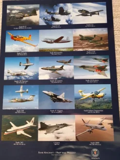 Tradera Poster - Saab flygplan - Förfluten och nutida plansch^ Affischer