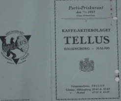 Tradera Priskurant från Tellus Kaffe 15 juni 1927 från nedlagd lanthandels lager^ Fraktsedlar & Fakturor