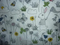 Tradera Påslakan med kanin- och blommönster. Barnpåslakan. Design Borganäs.> Inredning Barnrum