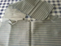 Tradera Randig stuv i grön/gula nyanser, ca 17 x 225 cm + lite till^ Sömnad & Stickning