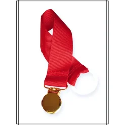 Tradera Röd napphållare med runt guldfärgat clip doppresent bebis jul> Babyprodukter