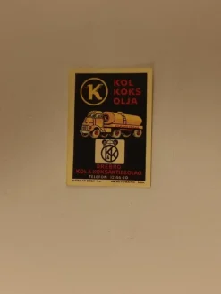 Tradera Reklametikett - Örebro Kol & Koksaktiebolag Koppartrans^ Bensinia