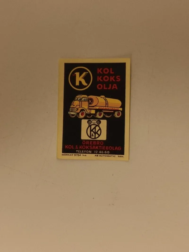 Tradera Reklametikett - Örebro Kol & Koksaktiebolag Koppartrans^ Bensinia