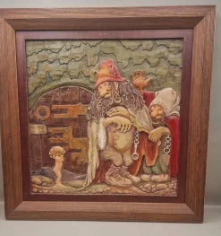 Tradera Relief trä efter Johan Bauer signerad 29,5 cm x29,5 cm^ Reliefer