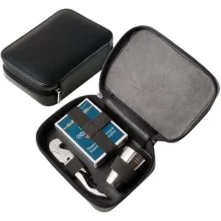 Tradera Reseetui med kork kapsylöppnare, 4 bägare & kortlek^ Resetillbehör