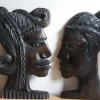 Tradera Retro väggprydnader i ebenholts, afrikansk vägginredning, man och kvinna^ Inredningsdetaljer