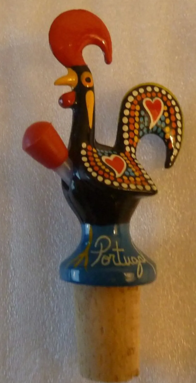 Tradera Retro Vinkork Flaskkork Handgjord Tupp Galo de Barcelos Portugal H11,4cm Oanvänd> Bruks- & Prydnadsföremål