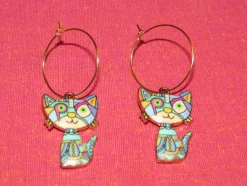 Tradera Egendesignade Smycken<Örhängen med katt/katter av emalj/zinklegering/rostfritt stål.