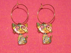 Tradera Egendesignade Smycken<Örhängen med katt/katter av emalj/zinklegering/rostfritt stål.