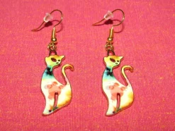 Tradera Egendesignade Smycken<Örhängen med katt/katter av emalj/rostfritt stål.