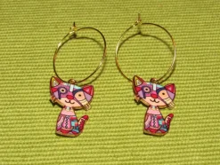 Tradera Egendesignade Smycken<Örhängen med katt/katter av emalj/zinklegering/rostfritt stål.