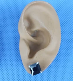 Tradera Örhängen<Örhängen Studs Stift Kristall Svart Bling Äkta Silver. 10 mm.