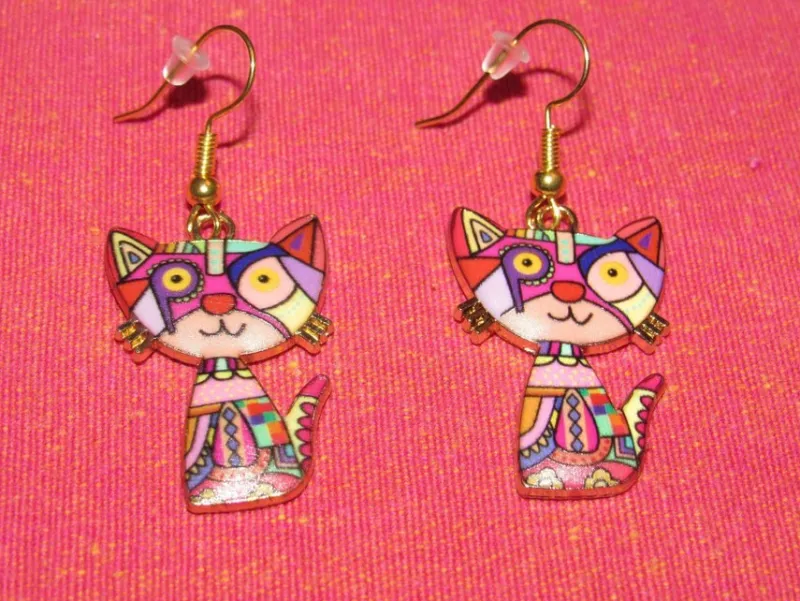 Tradera Egendesignade Smycken<Örhängen/katt/katter av emalj/zinklegering/rostfritt stål.