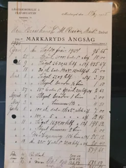 Tradera Fraktsedlar & Fakturor<Räkning Markaryd Ångsåg Småland 1935
