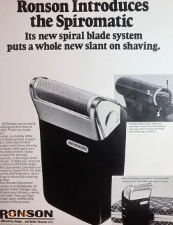 Tradera Rakning<RONSON - SPIROMATIC ELECTRIC RAZOR, REKLAM TIDNINGSANNONS 1977