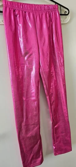 Tradera Gymnastik<Rosa leggings, storlek 160 Metallic tyg.
