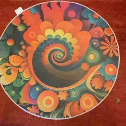 Tradera Rund matta, trevlig färgglad, diam 78 cm^ Mattor