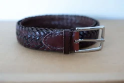 Tradera SADDLER flätat mörkbrunt läderbälte, storlek 90 cm, nyskick> Bälten & Skärp