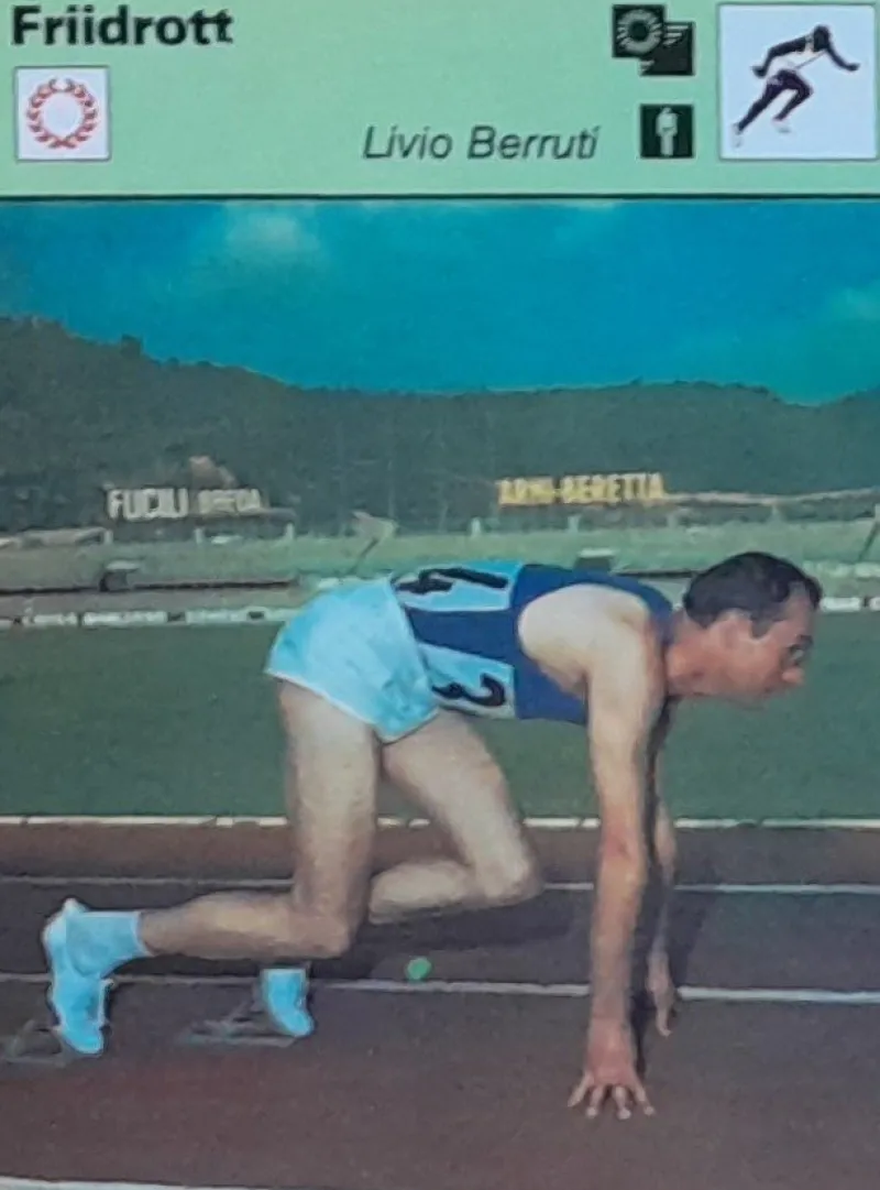 Tradera Olympia<Samlarbild, friidrott-olympiska mästare: Livio Berruti, Italien 200 meter