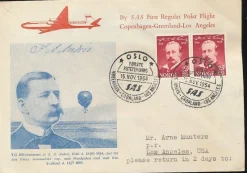 Tradera SAS : Första flygningen över Nordpolen Köpenhamn-Los Angeles 1954.SE BILD!!^ Flyg