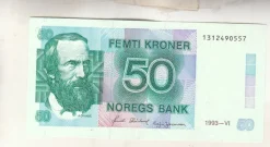 Tradera Sedel Norge 50 kroner 1993 01 enl bild^ Sedlar