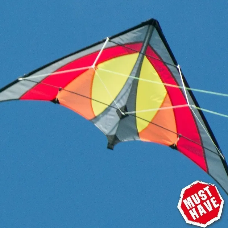 Tradera Lek & Spel<Shuriken Röd - Stuntdrake / Länkdrake / Tvåhandsdrake / Sportdrake