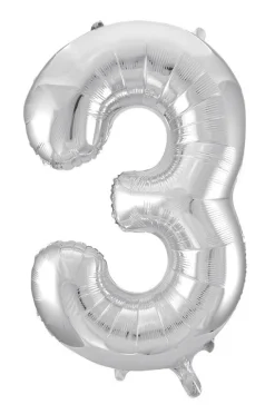 Tradera Siffra 3 Silver 86 cm> Barnkalas