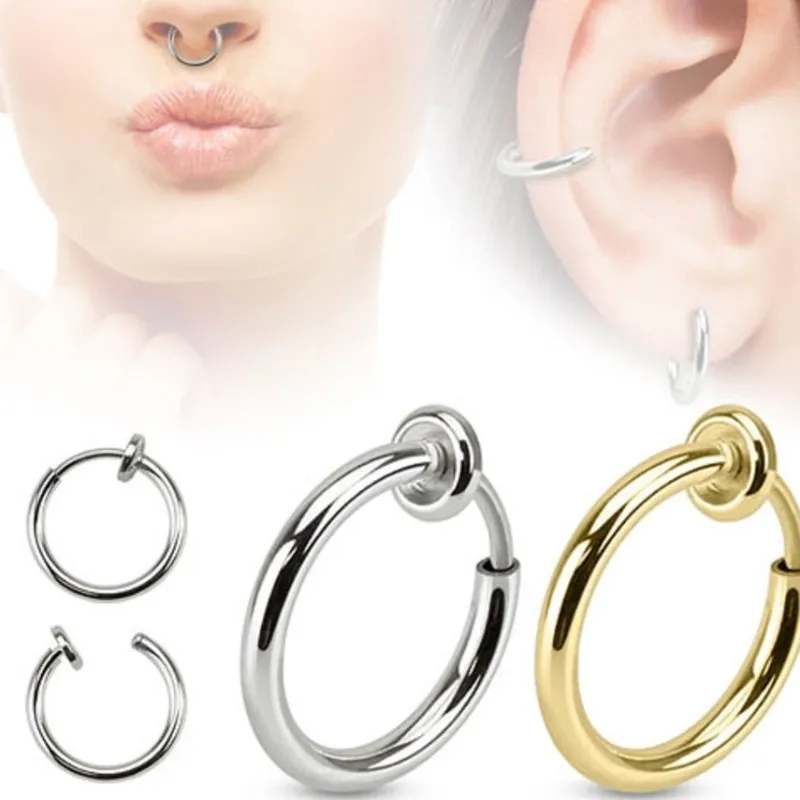Tradera Piercings<Silver Clip-on Näsring Fake Piercing Näsa Septum silver-1st