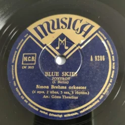 Tradera Simon Brehms Orkester - Blue Skies / Tea For Two 78a 1948 VG+ sve jazz^ Stenkakor