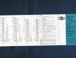 Tradera Tidtabeller<Skotsk hopvikbar Järnvägstidtabell Inverness-London 1977