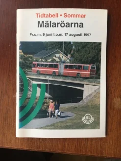 Tradera Tidtabeller<SL tidtabellMälaröarna från 9 juni 1997