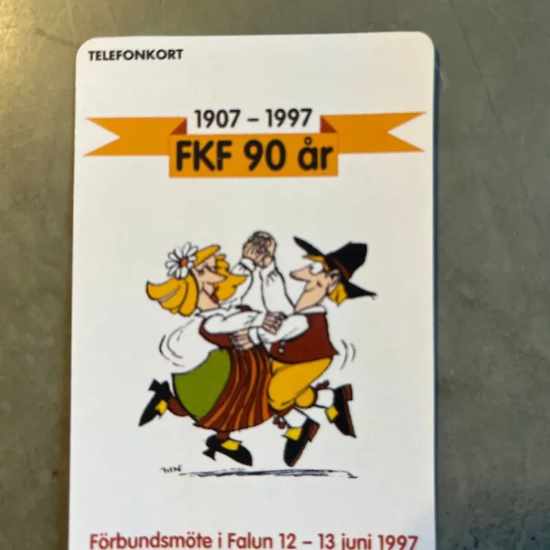 Tradera Telefonkort<Sällsynt Tele2-kort FKF 90 år Falun 1997 - Reklamkort
