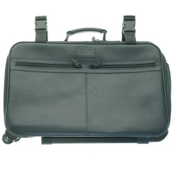 Tradera Sort ægte læder kabine rejsekuffert med hjul (str. 55 x 33 x 21 cm)^ Resetillbehör